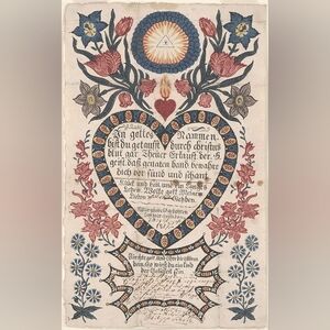 Vintage Floral Art Print with Heart Design